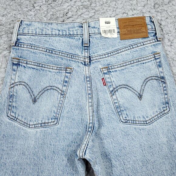 Levi's Premium Wedgie Straight Jeans Size 26x26 Distressed Destroyed Ripped Blue - Picture 4 of 10